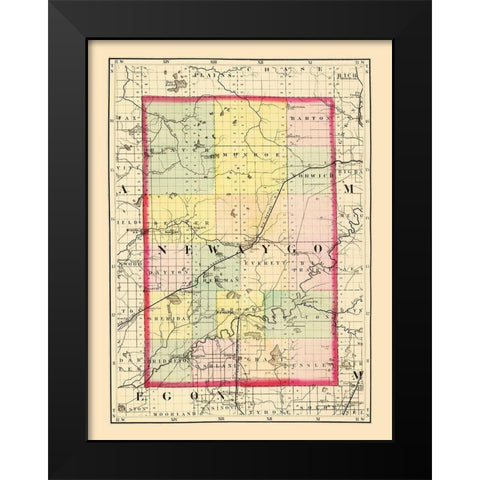 Newaygo Michigan - Walling 1873 Black Modern Wood Framed Art Print by Walling