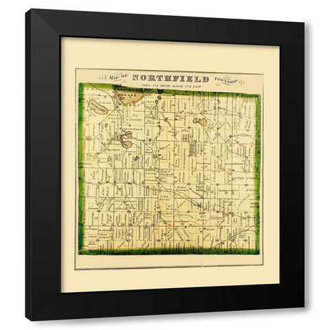 Northfield Michigan Landowner - Everts 1874 Black Modern Wood Framed Art Print by Everts