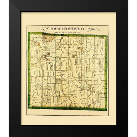 Northfield Michigan Landowner - Everts 1874 Black Modern Wood Framed Art Print by Everts