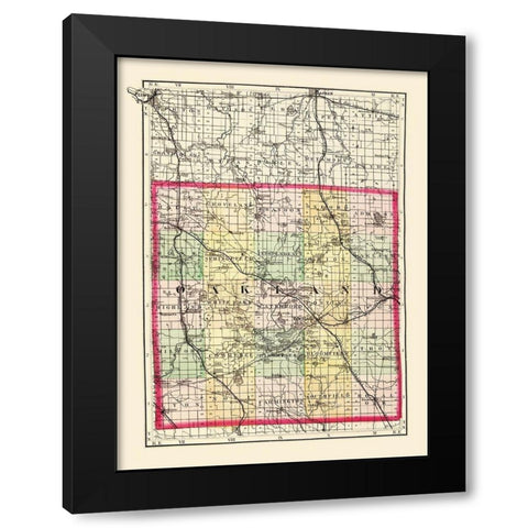 Oakland Michigan - Walling 1873 Black Modern Wood Framed Art Print with Double Matting by Walling