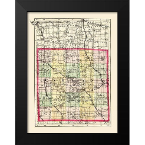 Oakland Michigan - Walling 1873 Black Modern Wood Framed Art Print by Walling