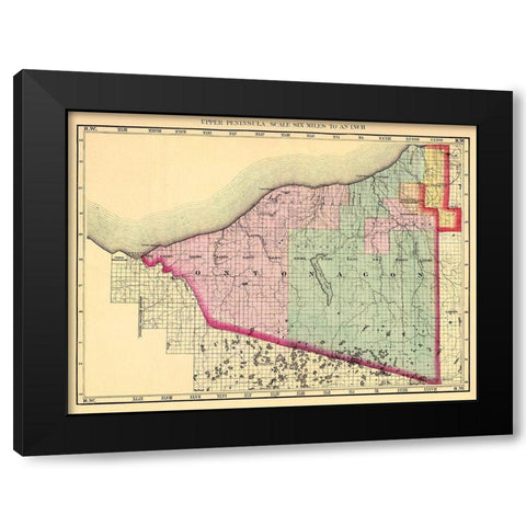 Ontonagon Michigan - Walling 1873 Black Modern Wood Framed Art Print by Walling