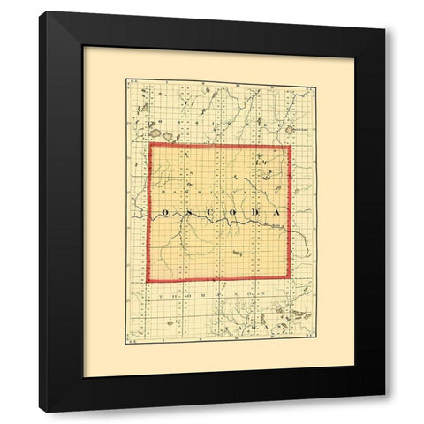 Oscoda Michigan - Walling 1873 Black Modern Wood Framed Art Print by Walling