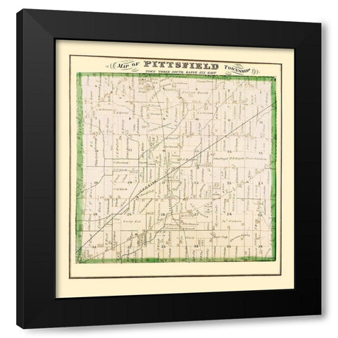 Pittsfield Michigan Landowner - Everts 1874 Black Modern Wood Framed Art Print by Everts