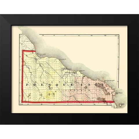Presque Isle Michigan - Walling 1873 Black Modern Wood Framed Art Print by Walling