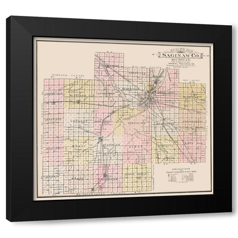 Saginaw Michigan - Imperial 1896 Black Modern Wood Framed Art Print by Imperial