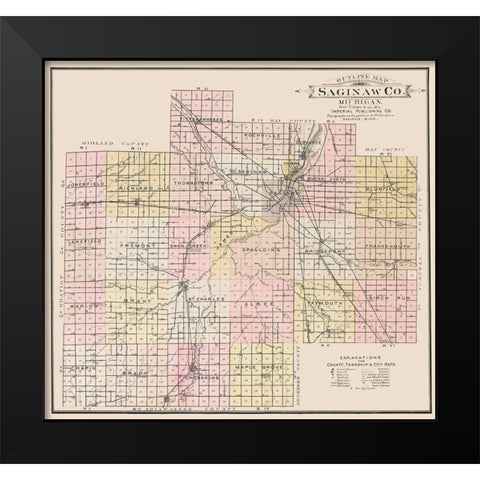 Saginaw Michigan - Imperial 1896 Black Modern Wood Framed Art Print by Imperial