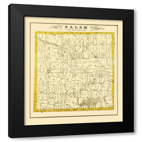 Salem Michigan Landowner - Everts 1874 Black Modern Wood Framed Art Print by Everts