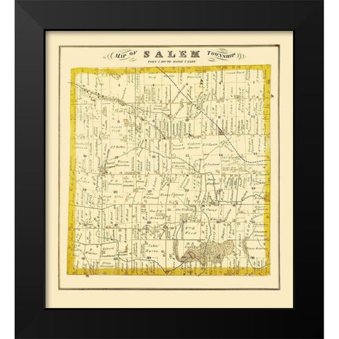 Salem Michigan Landowner - Everts 1874 Black Modern Wood Framed Art Print by Everts