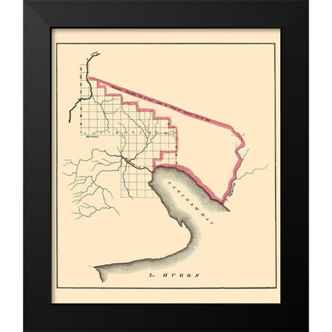 Saginaw Bay Area Michigan - 1835 Black Modern Wood Framed Art Print by Huron