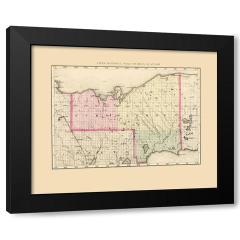 Schoolcraft Michigan - Walling 1873 Black Modern Wood Framed Art Print by Walling