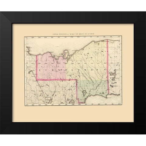 Schoolcraft Michigan - Walling 1873 Black Modern Wood Framed Art Print by Walling