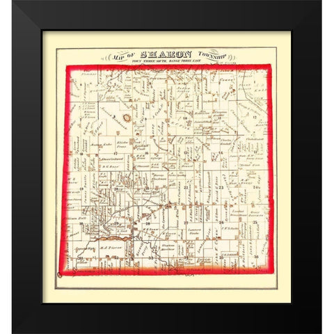 Sharon Michigan Landowner - Everts 1874 Black Modern Wood Framed Art Print by Everts