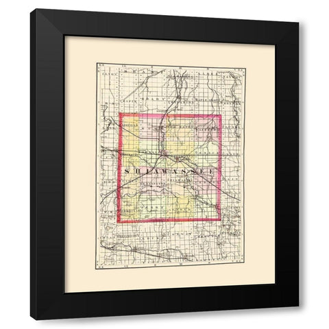 Shiawassee Michigan - Walling 1873 Black Modern Wood Framed Art Print by Walling