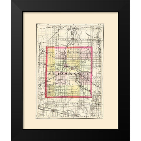 Shiawassee Michigan - Walling 1873 Black Modern Wood Framed Art Print by Walling