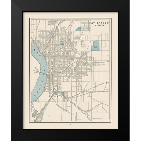 St Joseph  Missouri- Cram 1892 Black Modern Wood Framed Art Print by Cram