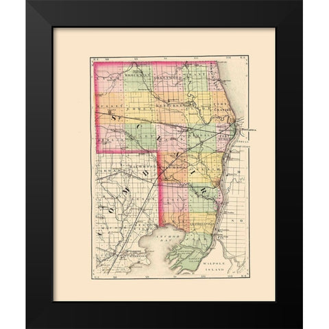 St Clair Michigan - Walling 1873 Black Modern Wood Framed Art Print by Walling