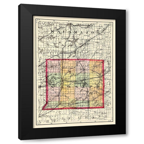 St Joseph Michigan - Walling 1873 Black Modern Wood Framed Art Print with Double Matting by Walling