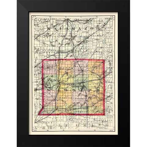 St Joseph Michigan - Walling 1873 Black Modern Wood Framed Art Print by Walling