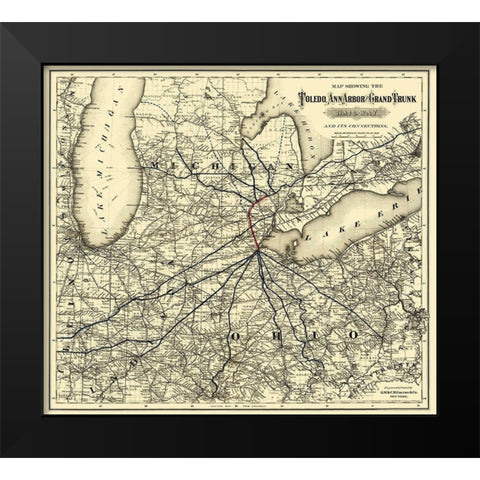 Toledo, Ann Arbor and Grand Trunk Railway 1881 Black Modern Wood Framed Art Print by Colton