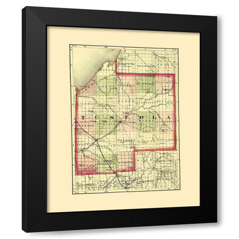 Tuscola Michigan - Walling 1873 Black Modern Wood Framed Art Print by Walling