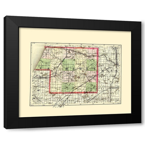 Van Buren Michigan - Walling 1873 Black Modern Wood Framed Art Print with Double Matting by Walling