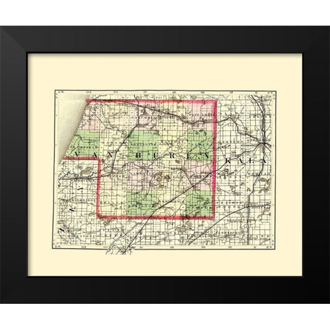 Van Buren Michigan - Walling 1873 Black Modern Wood Framed Art Print by Walling