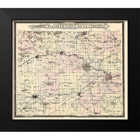 Washetenaw Michigan - Ogle 1895 Black Modern Wood Framed Art Print by Ogle