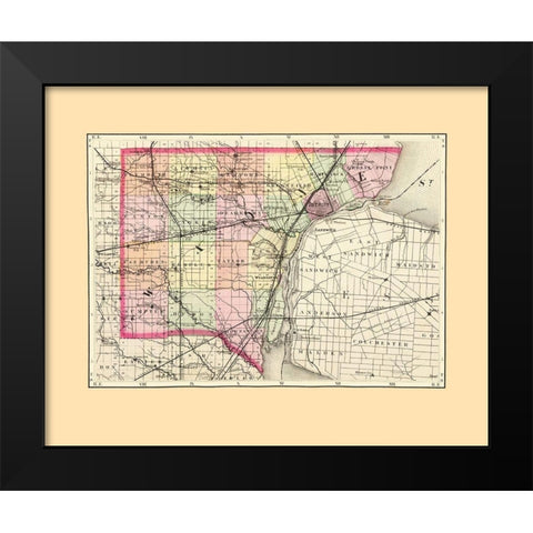 Wayne Michigan - Walling 1873 Black Modern Wood Framed Art Print by Walling