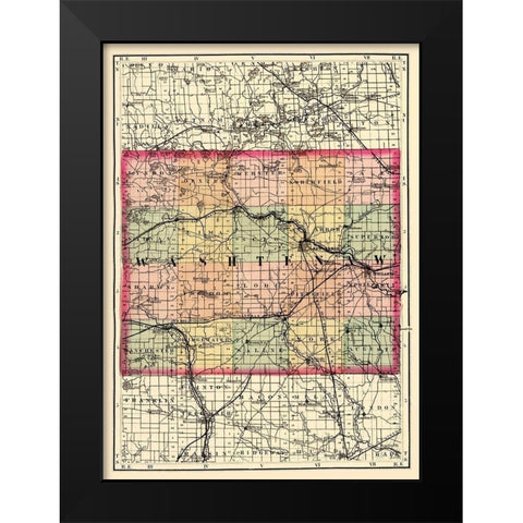Washtenaw Michigan - Walling 1873 Black Modern Wood Framed Art Print by Walling