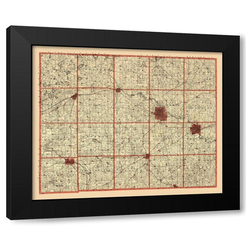 Washtenaw County Michigan - Dickson 1896  Black Modern Wood Framed Art Print with Double Matting by Dickson