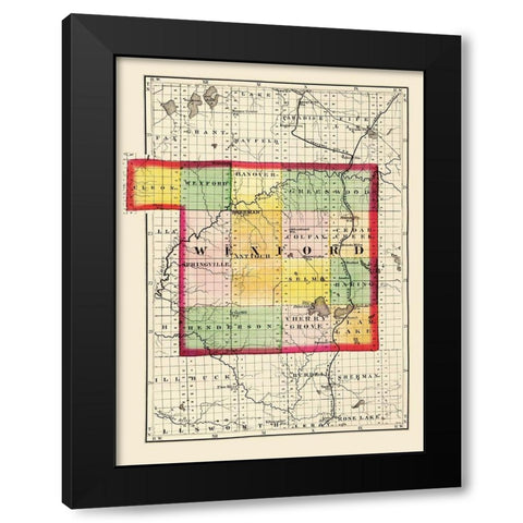 Wexford Michigan - Walling 1873 Black Modern Wood Framed Art Print by Walling