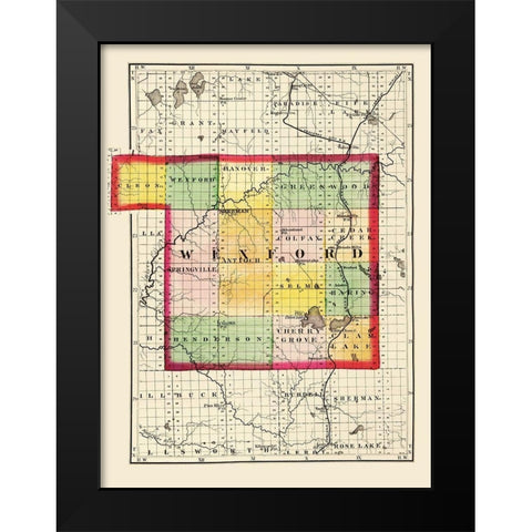 Wexford Michigan - Walling 1873 Black Modern Wood Framed Art Print by Walling