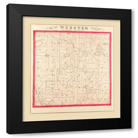 Webster Michigan Landowner - Everts 1874 Black Modern Wood Framed Art Print with Double Matting by Everts