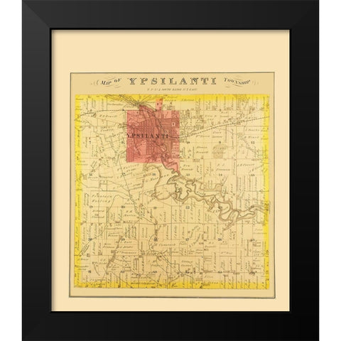 Ypsilanti Michigan Landowner - Everts 1874 Black Modern Wood Framed Art Print by Everts