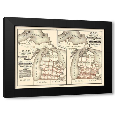 Michigan Senatorial, Representative - Calvart Black Modern Wood Framed Art Print by Calvert