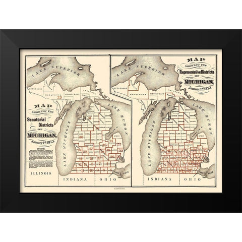 Michigan Senatorial, Representative - Calvart Black Modern Wood Framed Art Print by Calvert