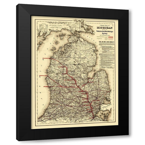 Toledo, Ann Arbor and North Michigan Railway 1886 Black Modern Wood Framed Art Print by Colton