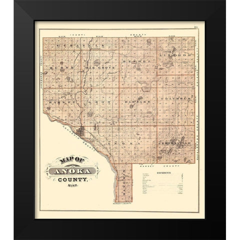 Anoka Minnesota Landowner - Andreas 1874 Black Modern Wood Framed Art Print by Andreas