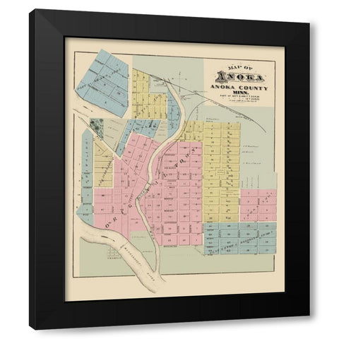 Anoka Minnesota - Andreas 1874 Black Modern Wood Framed Art Print by Andreas