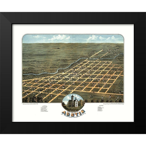 Austin Minnesota - Stoner 1870  Black Modern Wood Framed Art Print by Stoner