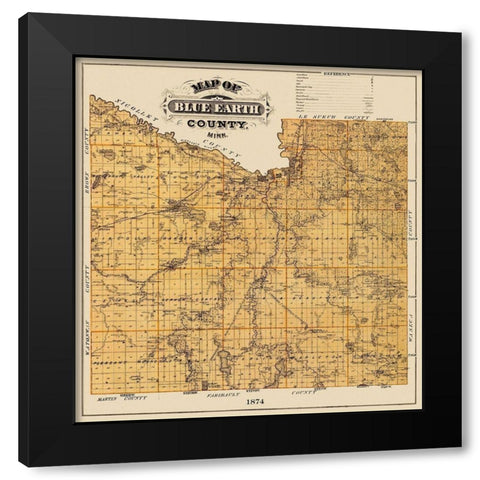 Blue Earth Minnesota Landowner - Andreas 1874 Black Modern Wood Framed Art Print by Andreas