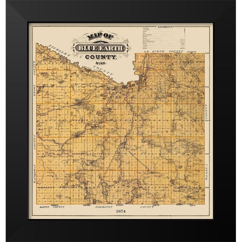 Blue Earth Minnesota Landowner - Andreas 1874 Black Modern Wood Framed Art Print by Andreas