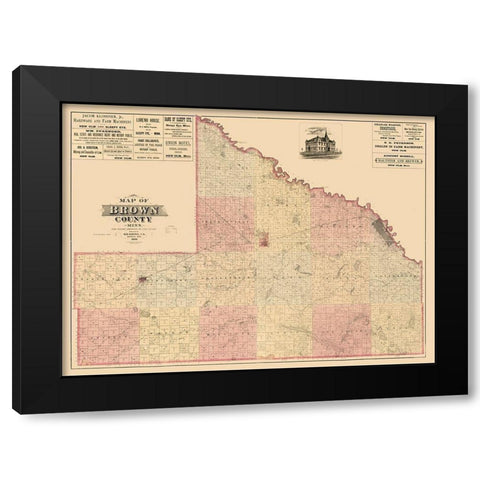Brown County Minnesota - Haynes 1886  Black Modern Wood Framed Art Print by Haynes