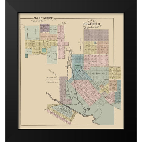 Chatfield, Caledonia Minnesota - Andreas 1874 Black Modern Wood Framed Art Print by Andreas