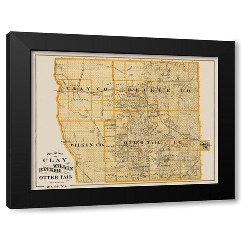 Clay Minnesota Landowner - Andreas 1874 Black Modern Wood Framed Art Print with Double Matting by Andreas