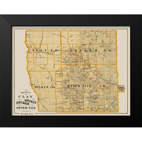 Clay Minnesota Landowner - Andreas 1874 Black Modern Wood Framed Art Print by Andreas