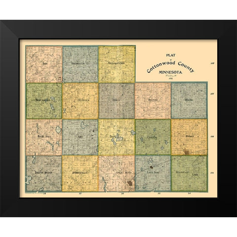 Cottonwood County Minnesota - Peterson 1898  Black Modern Wood Framed Art Print by Peterson