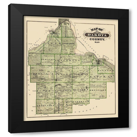 Dakota Minnesota Landowner - Andreas 1873 Black Modern Wood Framed Art Print by Andreas