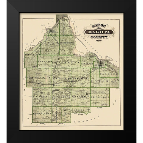 Dakota Minnesota Landowner - Andreas 1873 Black Modern Wood Framed Art Print by Andreas